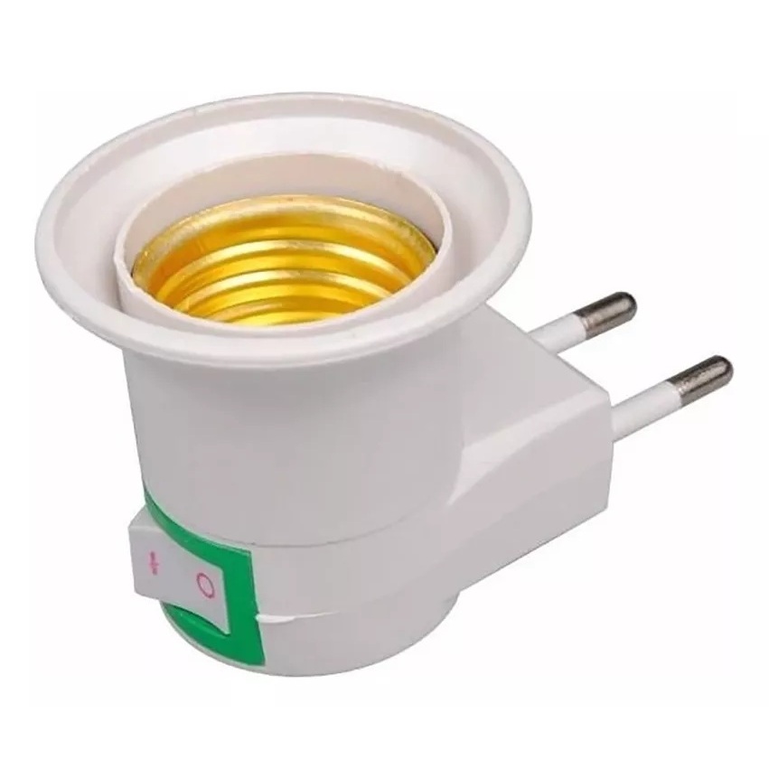 Kit Soquetes Bocal E27 / Adaptador Lâmpada Tomada c/ Chave Liga E Desliga Bivolt Cor Branco