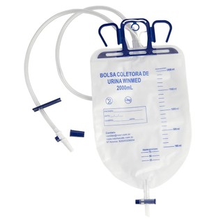 8 X COLETOR DE URINA WINMED 2000ML  c/Valvula Anti Refluxo e Ponto de Coleta - 1,2,3,4,5,6 ou 8 UNIDADES