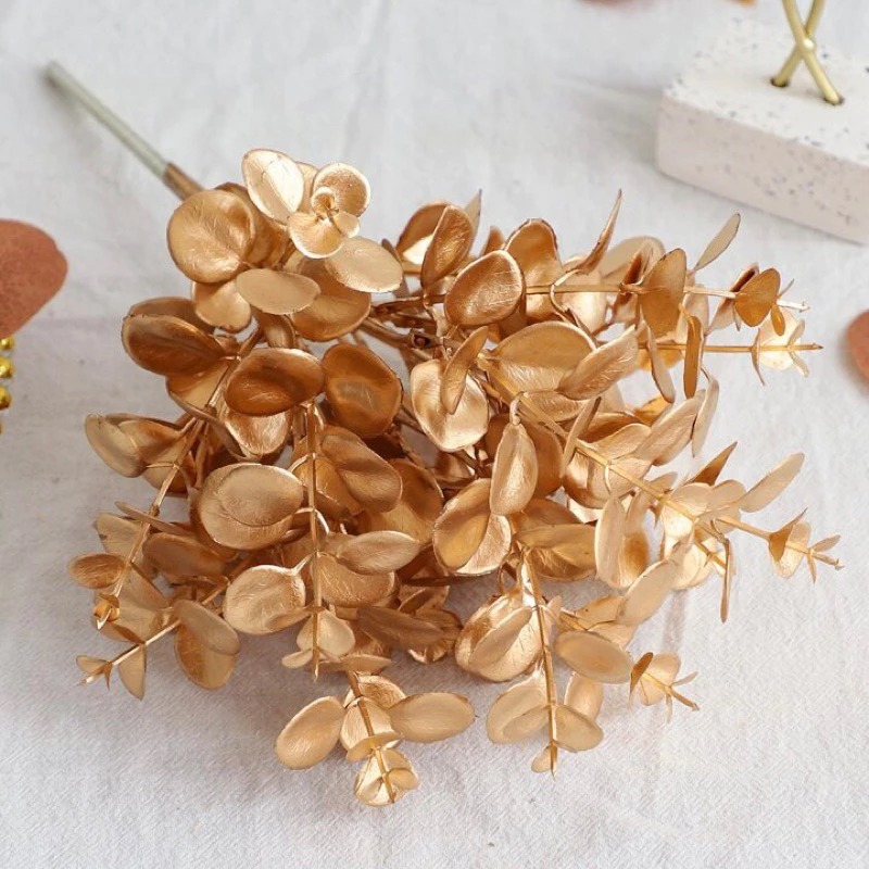Flor Artificial Eucalipto Árvore  Natal Decoração Vaso Presente Dourado Planta Folhagem Jardim-A-525 em Oferta na Shopee