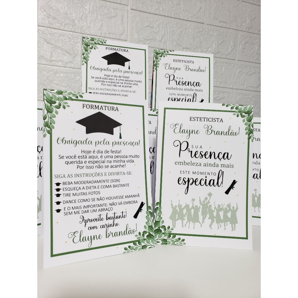 Centro de mesa agradecimento personalizado enfeite decoração mesa formatura comemoração faculdade estetica esteticista