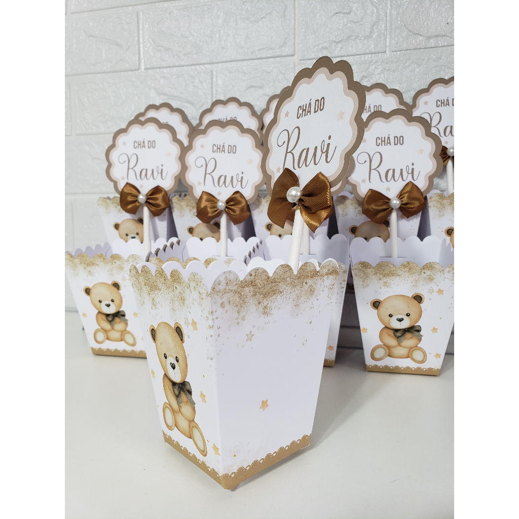 5 Unid centro de mesa cachepot personalizado enfeite de mesa chá de bebe fraldas revelação ursinho bege neutro marrom