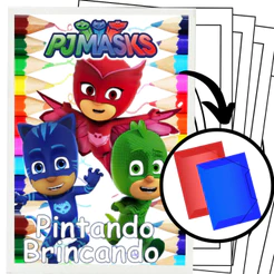 100 Desenhos Para Pintar e Colorir Pj Masks - Folhas A4 Sulfite Avulsas/Soltas