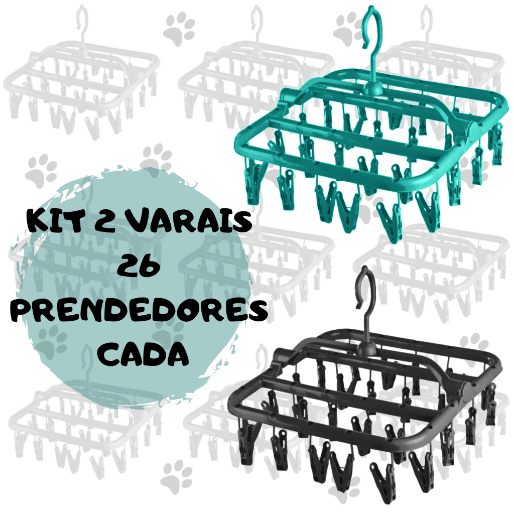 Kit 2 Varais de Teto Varal Roupas Íntimas Dobrável + Prendedores Varal  Meias Calcinha Cuecas