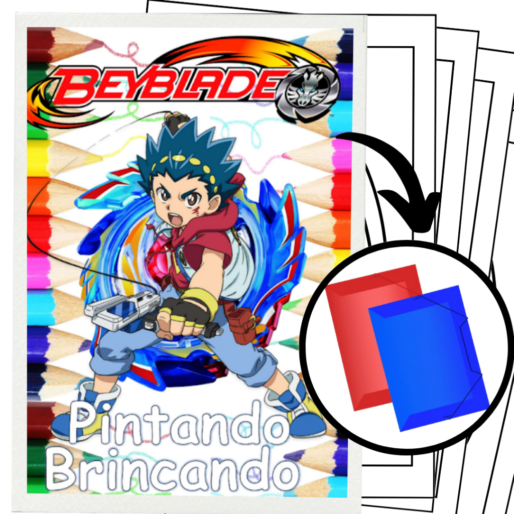 100 Desenhos Para Pintar e Colorir Beyblade - Folhas A4 Avulsas! - Folhas A4 Sulfite Avulsas/Soltas