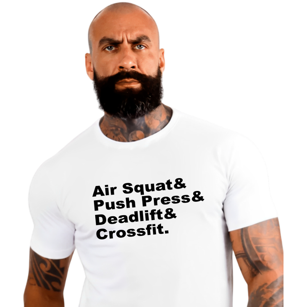 Camisa Academia  Air Squat Push Press Deadlift Crossfit em Poliéster