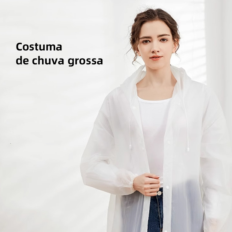 capa chuva com Gabardina grossa e comprida transparente reforçada reutilizável