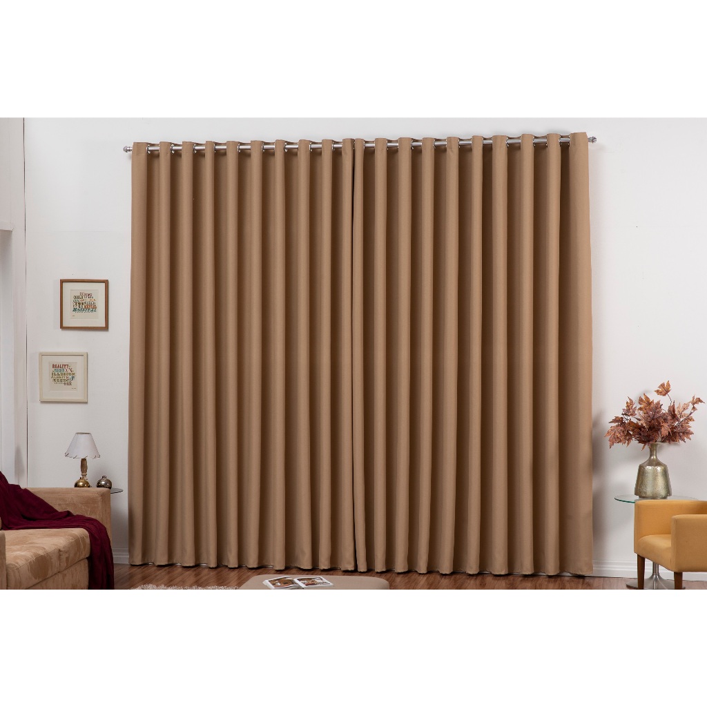 Cortina em tecido Blackout Blecaute  avelã para Sala e Quarto 5.00 x 2.80 m.