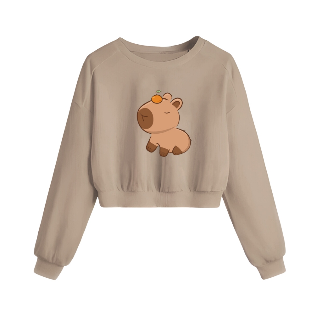 Moletom Cropped Blusa Frio Quentinha Capirava com Laranja na Cabeça