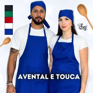 Kit Avental Com Bolso Mais Touca Ajustável Corpo Inteiro Oxford Liso Garçom Cozinha em Oferta na Shopee