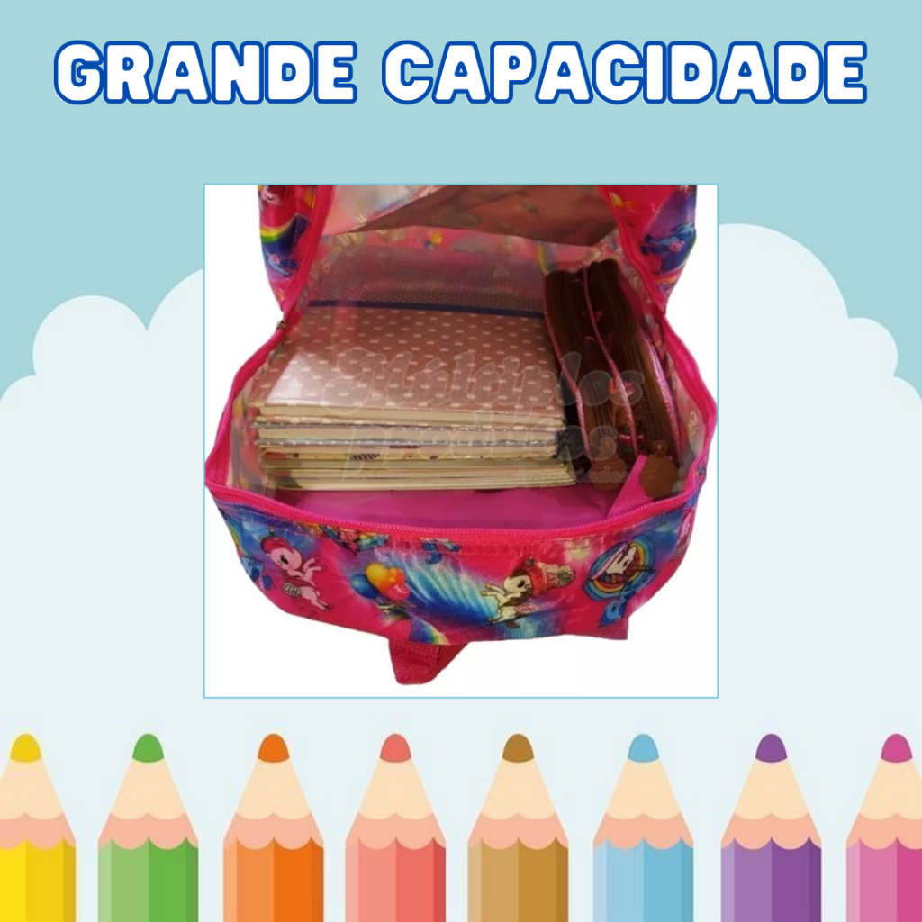 Kit Com 5 Mochilas Coloridas Com Estampas Variadas Escolar Multiuso Juvenil Universitária