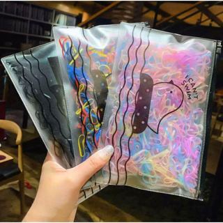 1000 Peças Bolsa Elástico De Cabelo Feminino Descartável Multicolorido 500 Peças Elastico…