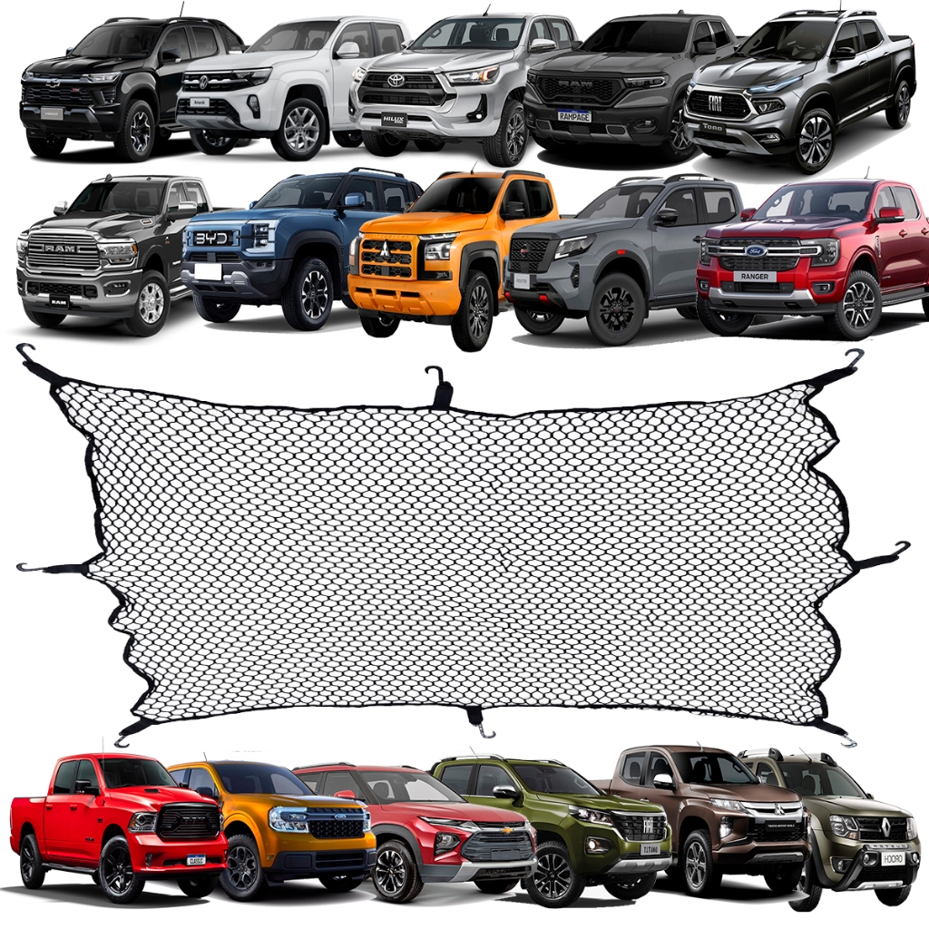 Rede Caçamba 140 Hilux Frontier Ranger S10 Triton Amarok Toro Rampage Maverick Dodge Ram Titano Poer