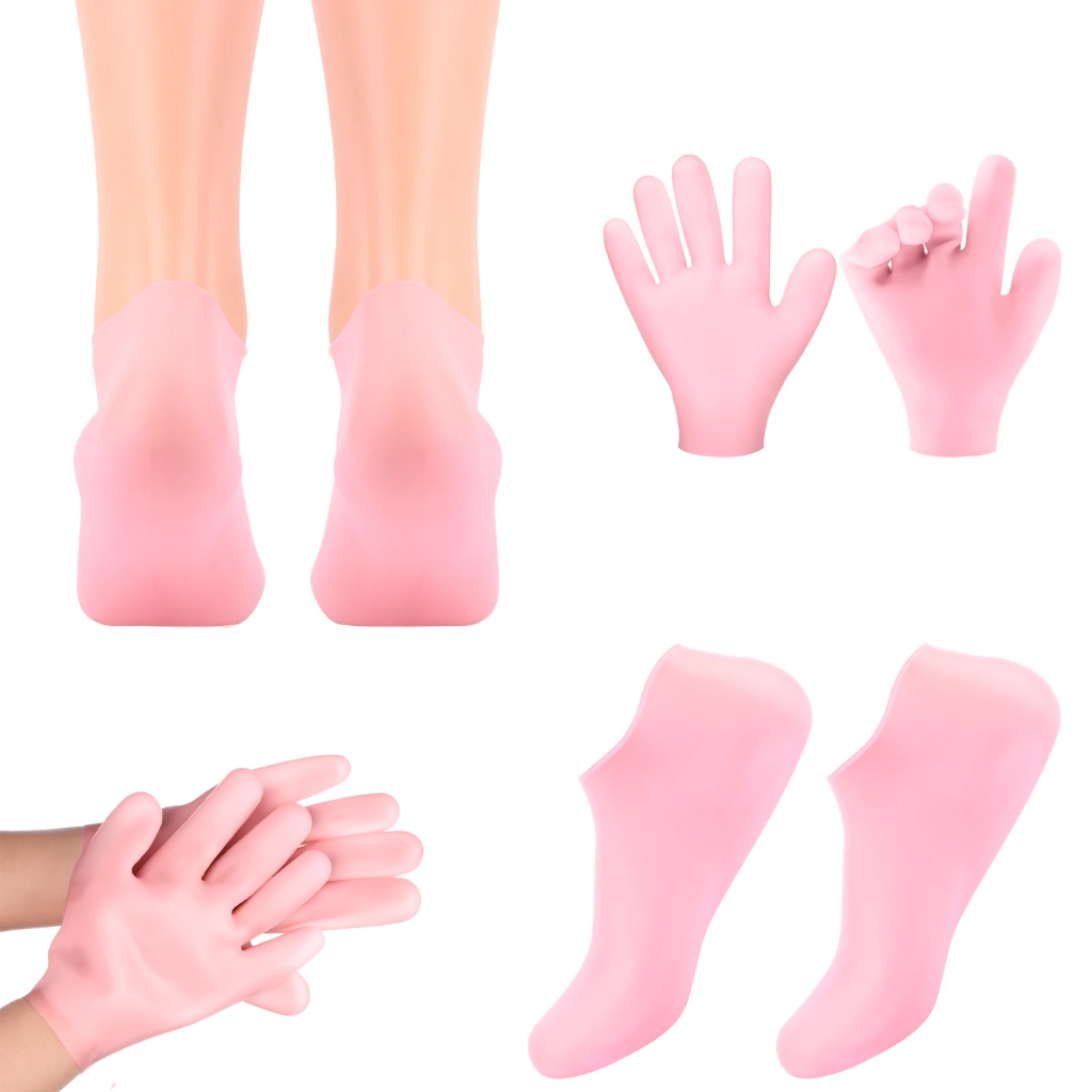 Meias e Luvas de Silicone Hidratante Anti Rachaduras PREMIUM Esfoliante Spa em Oferta na Shopee
