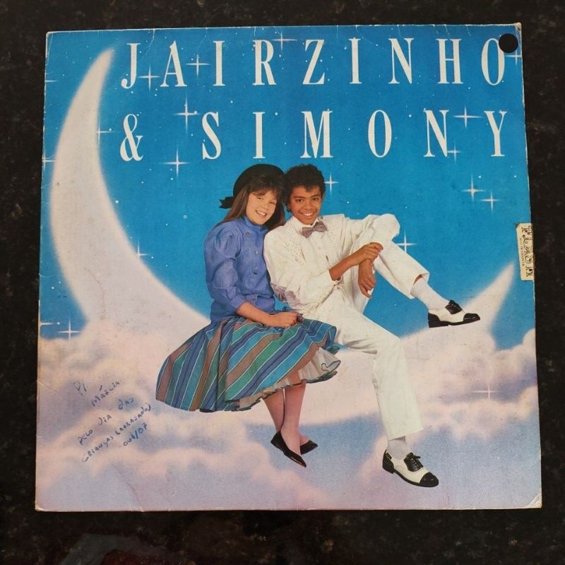 Disco de vinil (LP) Jairzinho & Simony, coração de papelão, 1987 com encarte