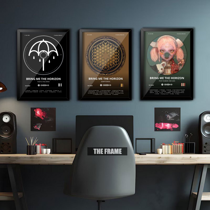 Kit 3 Quadro Decorativo A4/A3 Spotify Album Bring Me The Horizon