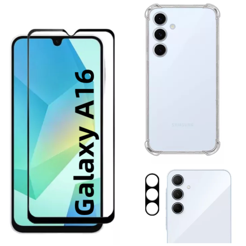 KIt Pelicula Vidro 3D Samsung A16 + Capa Capinha Anti Shock + Pelicula Camera 3D em Oferta na Shopee