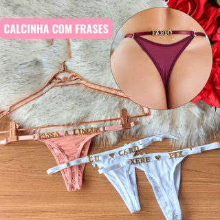 Calcinha Fio Tanga Sensual Frases e Nomes Personalizados Regulagem Estilosa Divertida Envio Imediato em Oferta na Shopee