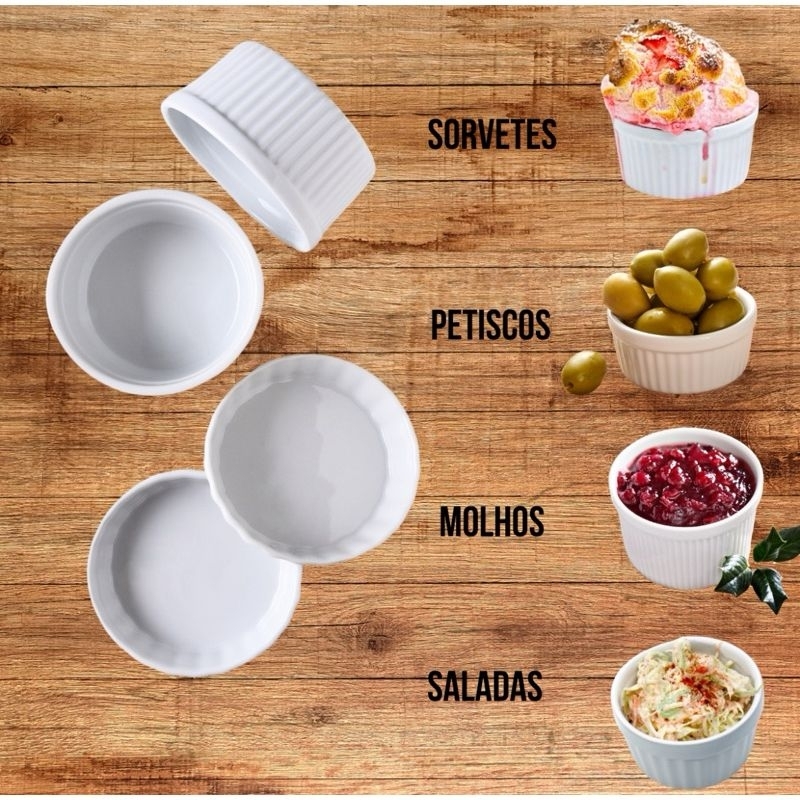 Kit 10 Ramekin NAWO canelado Ramequim Melanina Ramecan Pote Ramekin Dorama