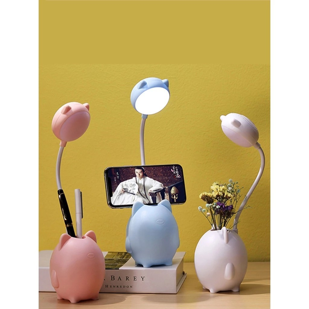 Suporte para celular Botão de dupla finalidade Lâmpada de mesa Nível 3Candeeiro de mesa recarregável