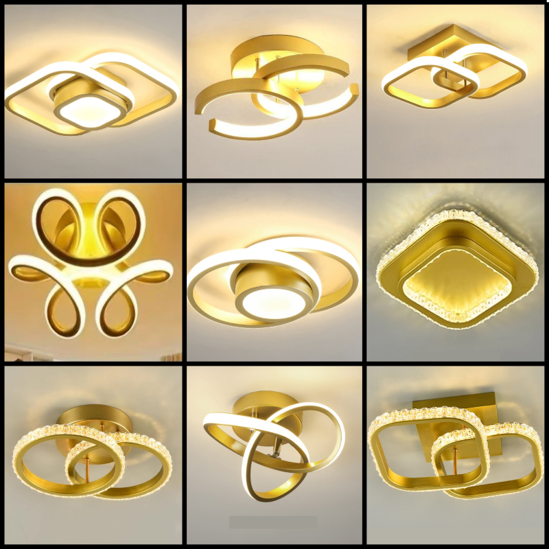 Luminária Plafon Moderno Dourado, Para Sala, Quarto, Hall de Entrada, Sala de Estar