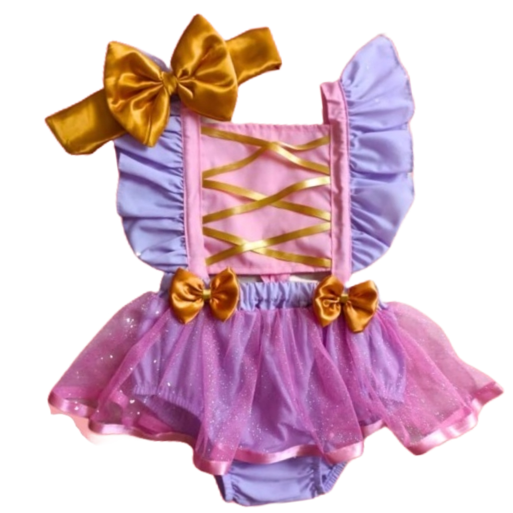 Romper Calcinha Saia Rapunzel (6 a 18 meses) Enrolados Princesas Luxo em Oferta na Shopee