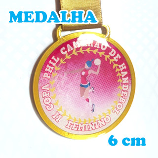 Medalha Esportiva 6 cm Torneio Premiação Evento Corrida Personalizada Resinada com Fita de Cetim
