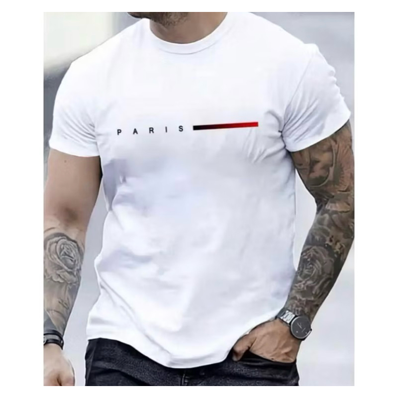 Camiseta Camisa Masculina Paris Style Streetwear Blusa Malha 100% Algodão