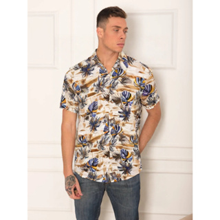 Camisa Floral Havaiana Praia Verão Masculino Manga Curta De Botão Tecido Viscose em Oferta na Shopee