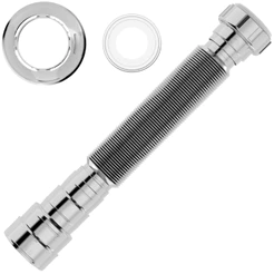 Sifão Universal Extensivo Sanfonado Cromado 70cm Tubo Flexível com Canopla