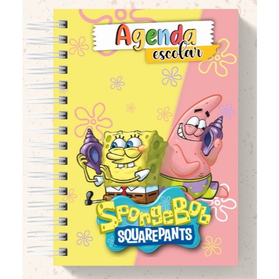 Agenda Escolar Bob Esponja 2026 Personalizada C/NOME em Oferta na Shopee