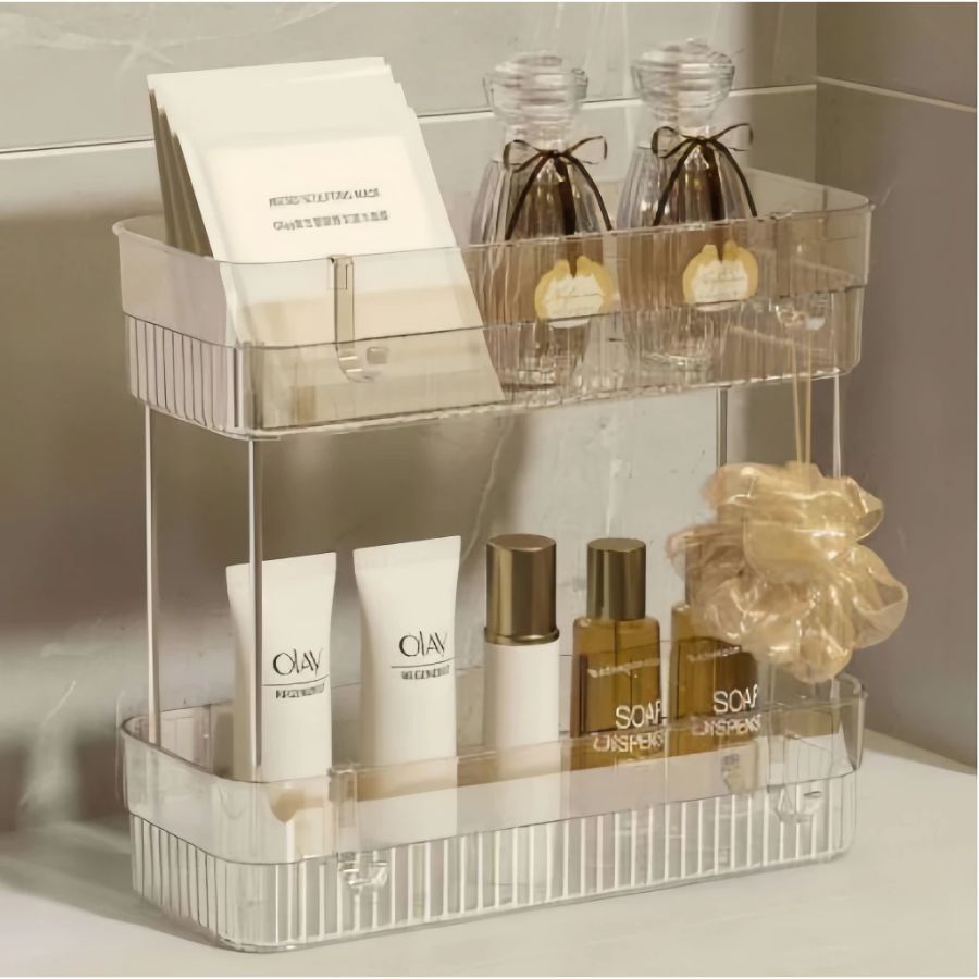 Prateleira de Acrílico 2 ou 3 Andares Mesa Organizador Multifuncional Banheiro Bandeja Para Perfumes