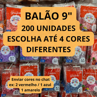 Balão Bexiga para Festa 9 polegadas 200 unidades Redondo Pic Pic 4 Pacotes em Oferta na Shopee