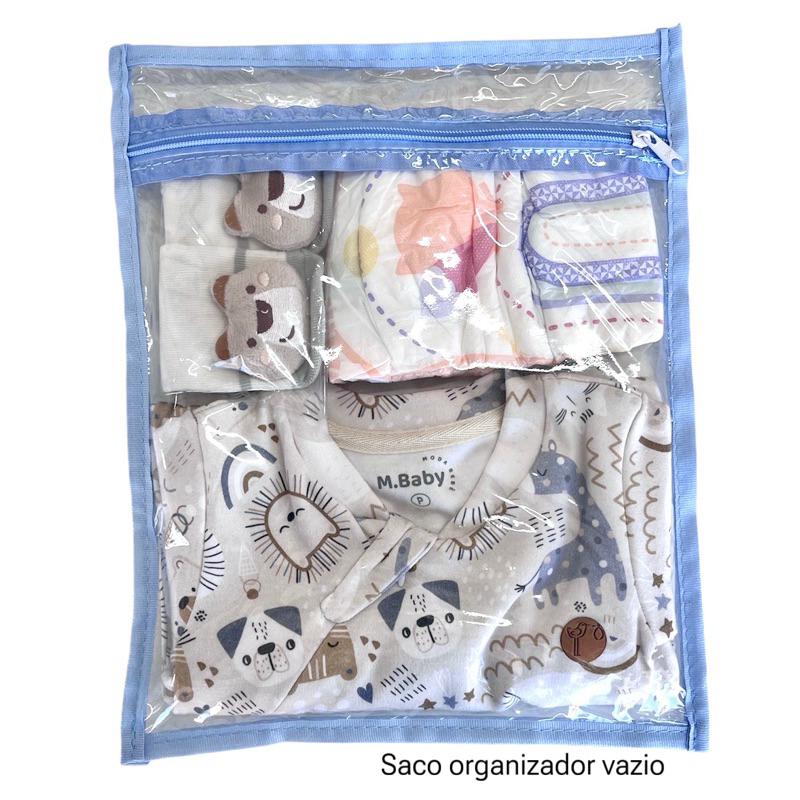 SACO SAÍDA DE MATERNIDADE TRANSPARENTE E AZUL ORGANIZADOR DE BOLSA BEBE E MAMÃE SAQUINHO MULTIUSO em Oferta na Shopee