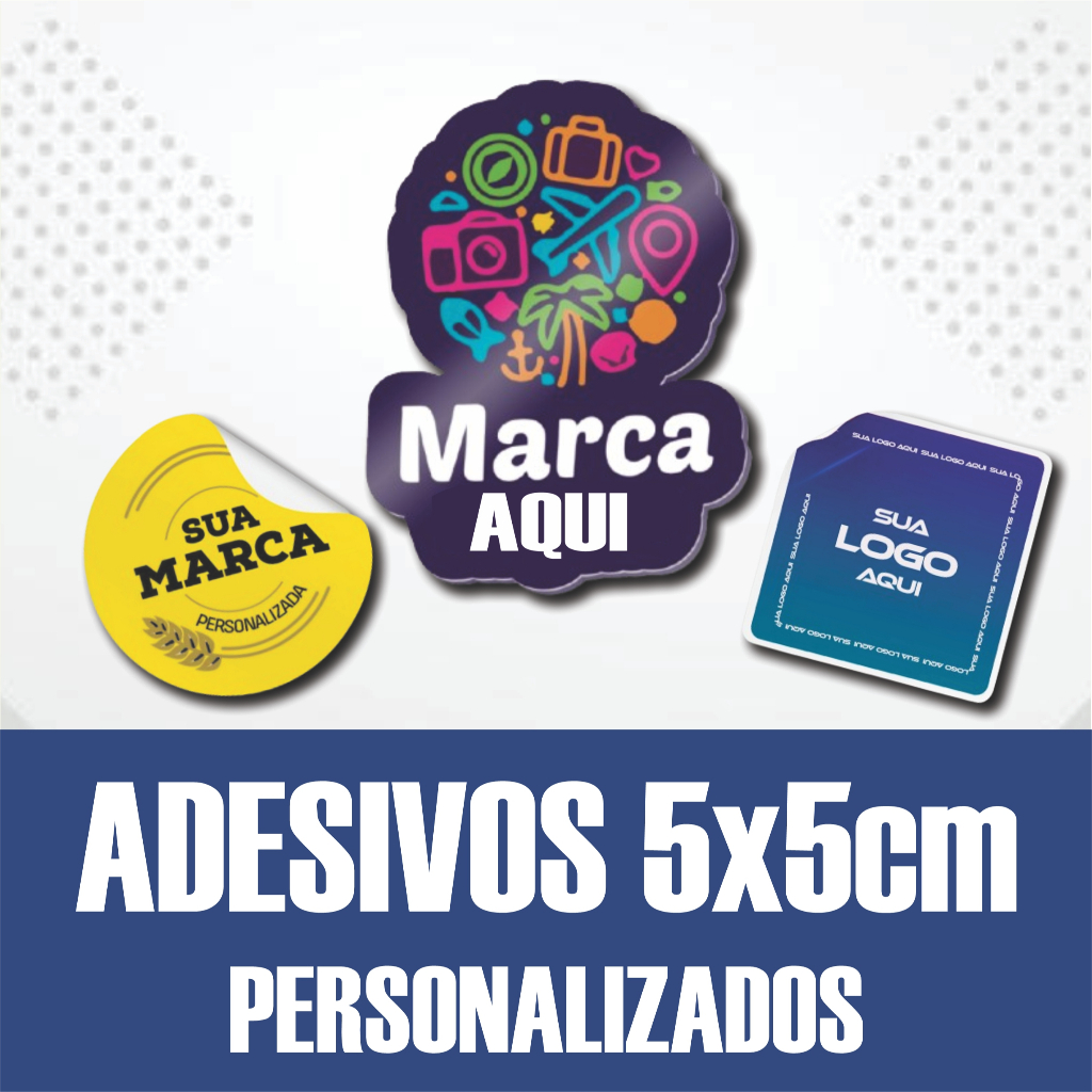 500un ou 1000un 5x5cm Adesivo Vinil Personalizado - Etiqueta Rótulo -  A prova d'água em Oferta na Shopee