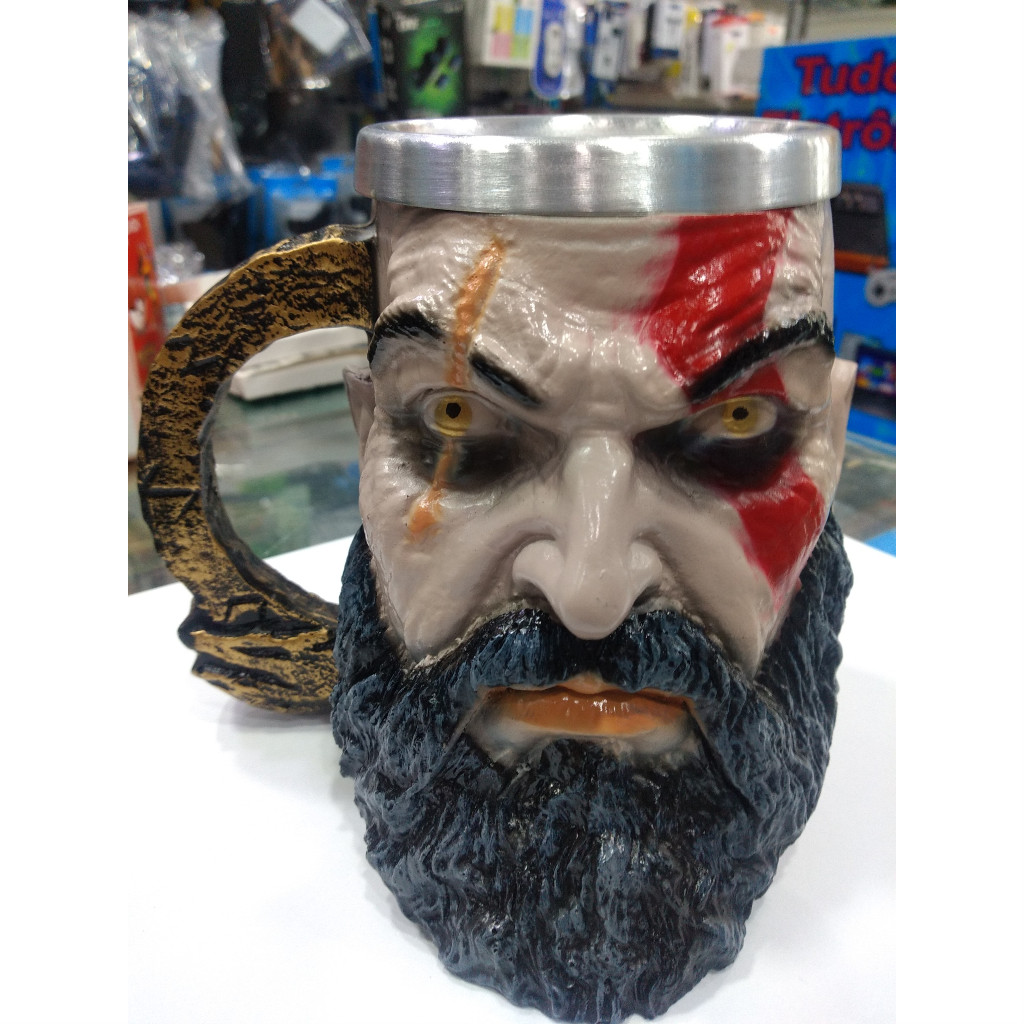 Caneca Kratos 3d God Of War 4 Game Resina Chopp Coleção