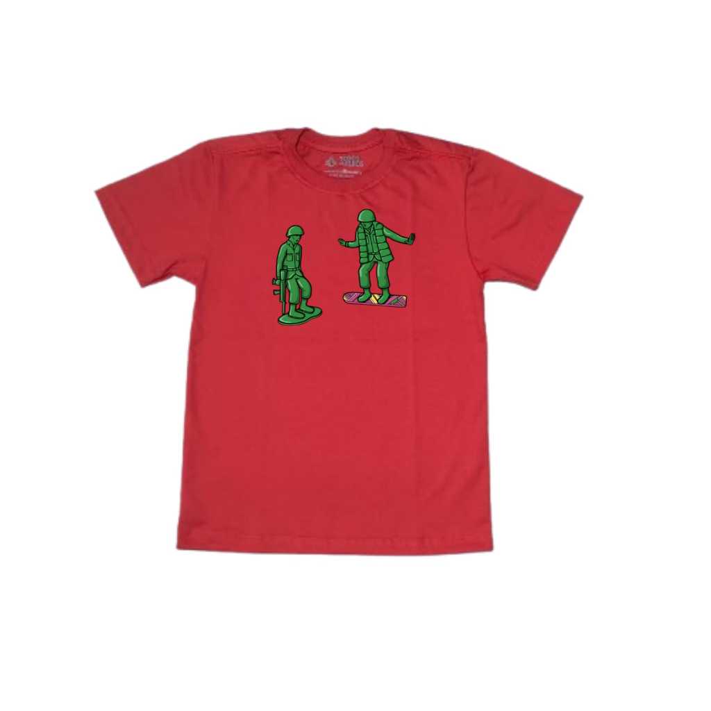 Camiseta Infantil Vermelha Estampa Soldadinhos – 100% Algodão