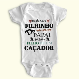 Body Bebê Personalizado - Filho de um Caçador - Poliéster + Elastano 🐾🏹✨ em Oferta na Shopee