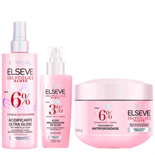 Kit Elseve Glycolic Gloss Loreal Acidificante + Máscara + Sérum em Oferta na Shopee