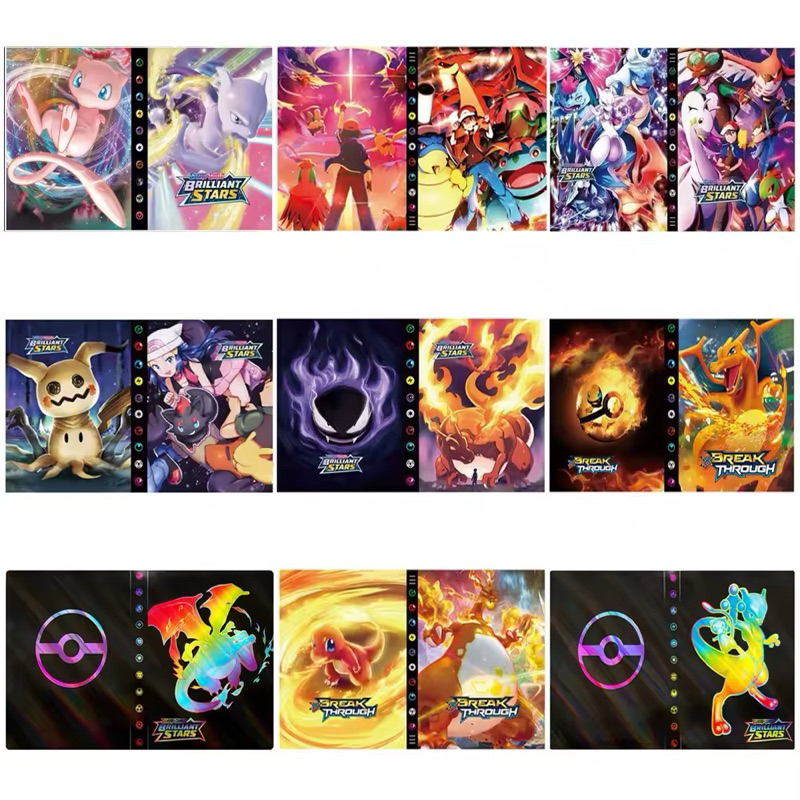 Álbum Pasta Fichário Capacidade 240 Cartas Pokémon Pikachu Charizard Mew Ash Equipe Cartas Pokemon Capa Dura