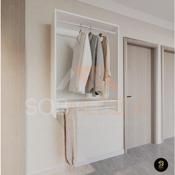 Arara Expositor Suspensa PP - Cabideiro Closet acessivel 100% mdf - Closet Aberto  (Lojas -Quarto)