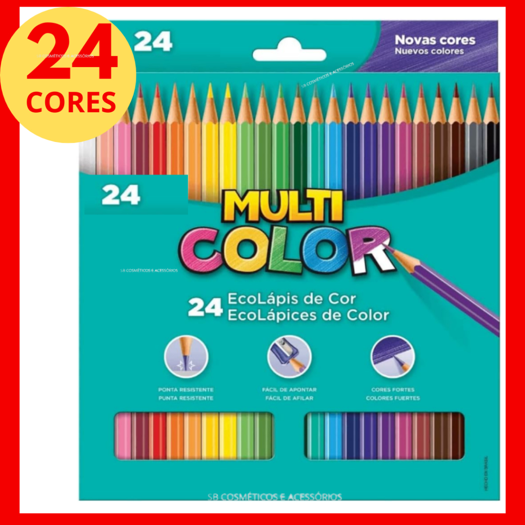 Lápis de Cor Multicolor 24 Cores Faber Castell Volta as Aulas