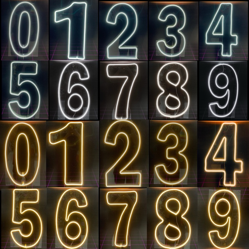 Número de led Neon 0/9 Acrílico cristal 50cm altura com base de festa valor unitário em Oferta na Shopee