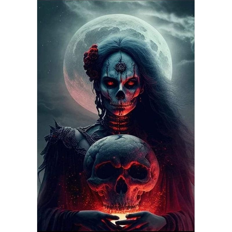 Quadro Pomba gira Rosa Caveira na lua cheira placa decorativa MDF caveira mexicana Pombogira, pomba gira,pombagira