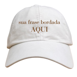 Boné Dad Hat Bordado Personalizado com Frase ou Palavras - Aba Curva 6 Gomos Strapback Fitão Unissex em Oferta na Shopee