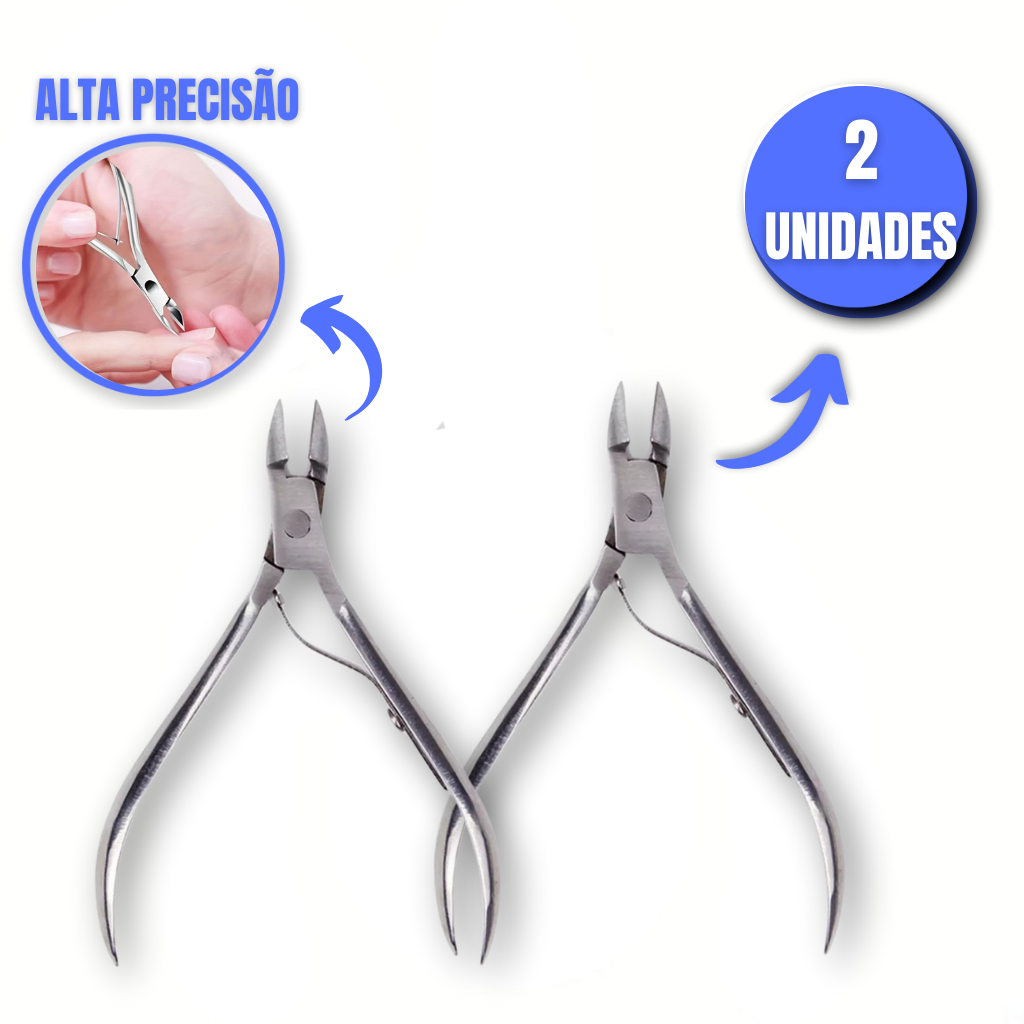 Kit 2 Alicates de Unha Cuticula de Precisão Cortador de Unha Profissional Aço Inox