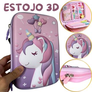 Estojo Escolar Infantil 3d Organizador 3 Divisórias Grande Menina Box Multifuncional em Oferta na Shopee