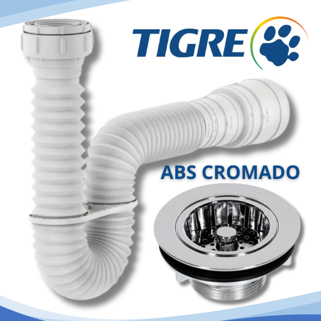 Sifão Sanfonado Tigre + Válvula Pia Cozinha Americana 3.1/2 Abs PVC Cromado Cifão pia de cozinha Sifrão Cifrão em Oferta na Shopee