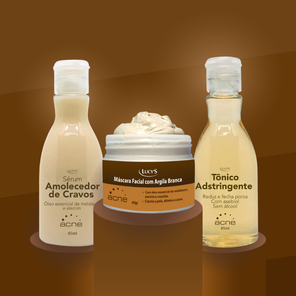 Amolecedor de Cravos + Tônico Adstringente + Máscara com Argila Branca