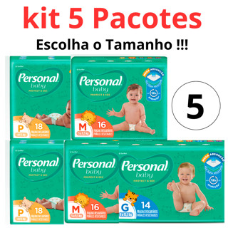 Kit 5 Pacotes Fralda Personal Descartável Jumbinho Protect & Sec - Escolha o Tamanho P M G