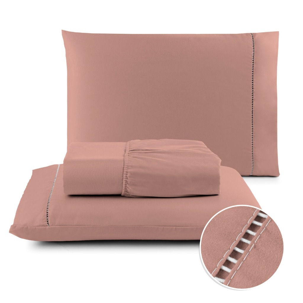 Jogo de Cama 03 Peças 400 Fios Micropercal Ponto Palito Casal Solteiro Queen King Todos Os Tamanhos E Modelos